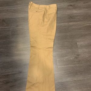 Long chinos, lean legs